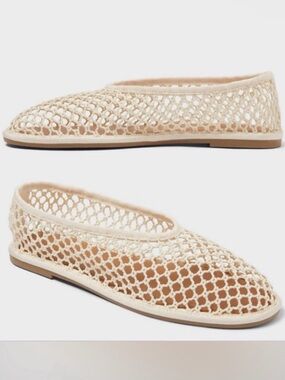 Universal Thread Woven Mesh Crochet Esme Ballet Flats Memory Foam Cream NIB 6.5